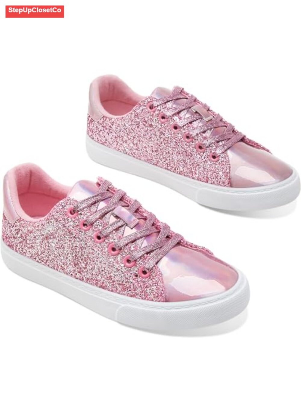 Glitter PU Leather Low Top Lace Up Sequins Fashion Sneakers